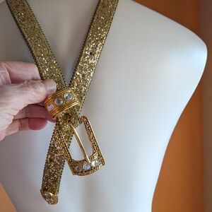 Western Sparkling Gold Women's Belt with Crystal Accents